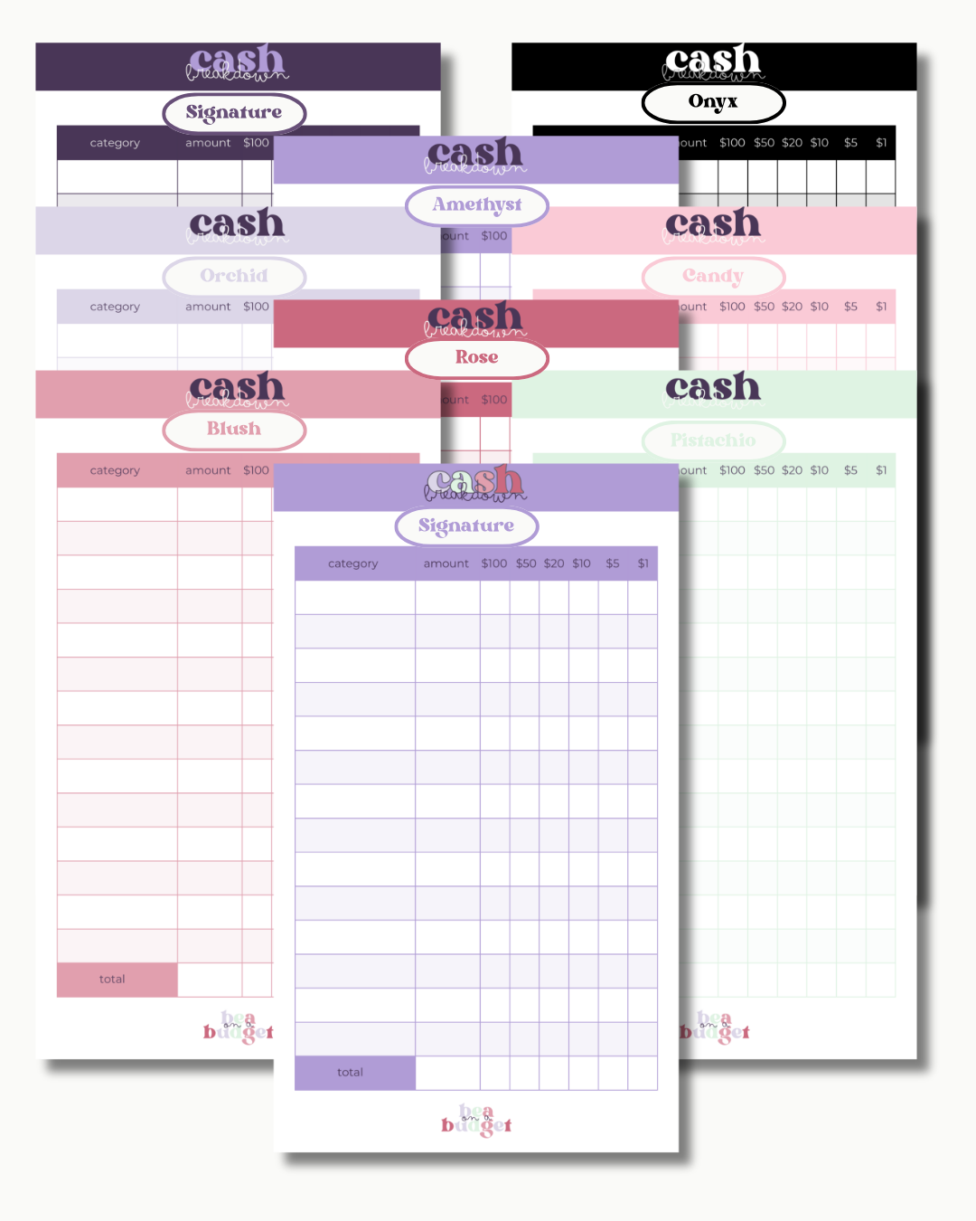 Reusable Cash Breakdown Worksheet- 2 pcs