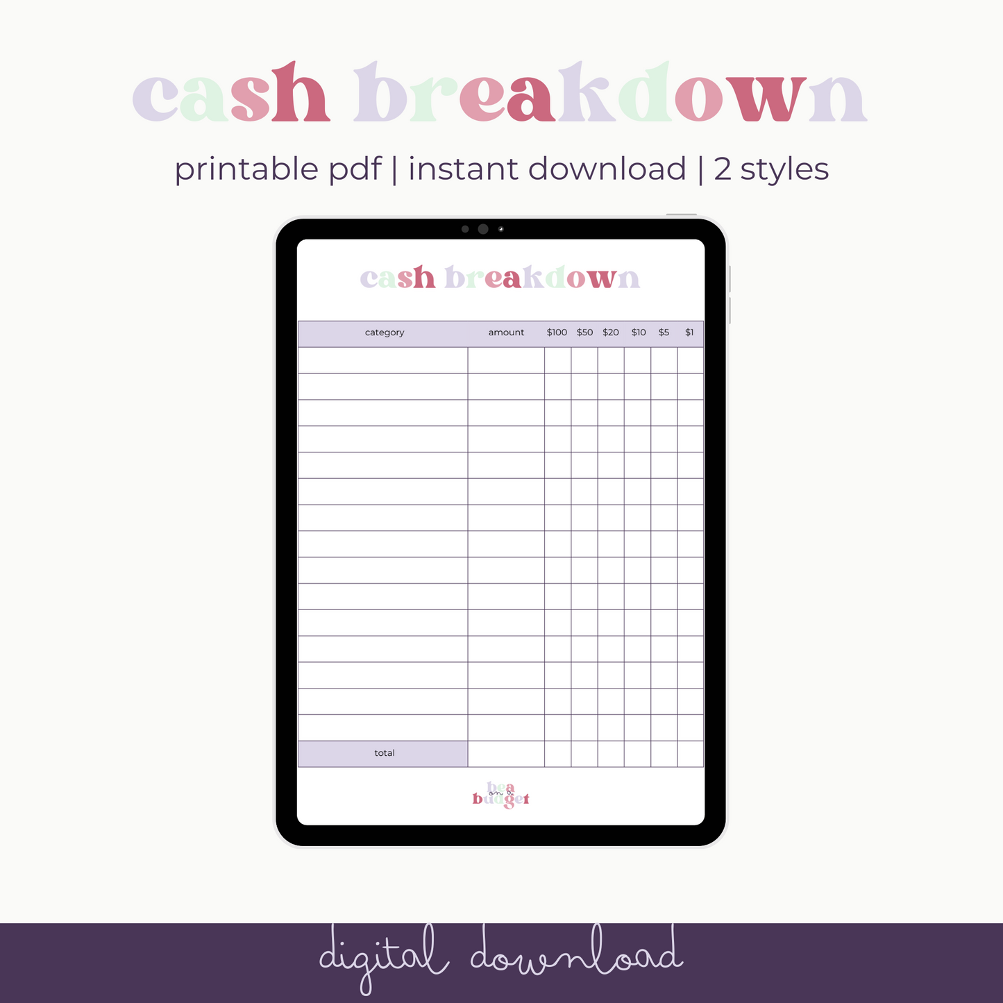 Cash Breakdown - DIGITAL