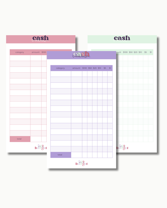 Reusable Cash Breakdown Worksheet- 2 pcs