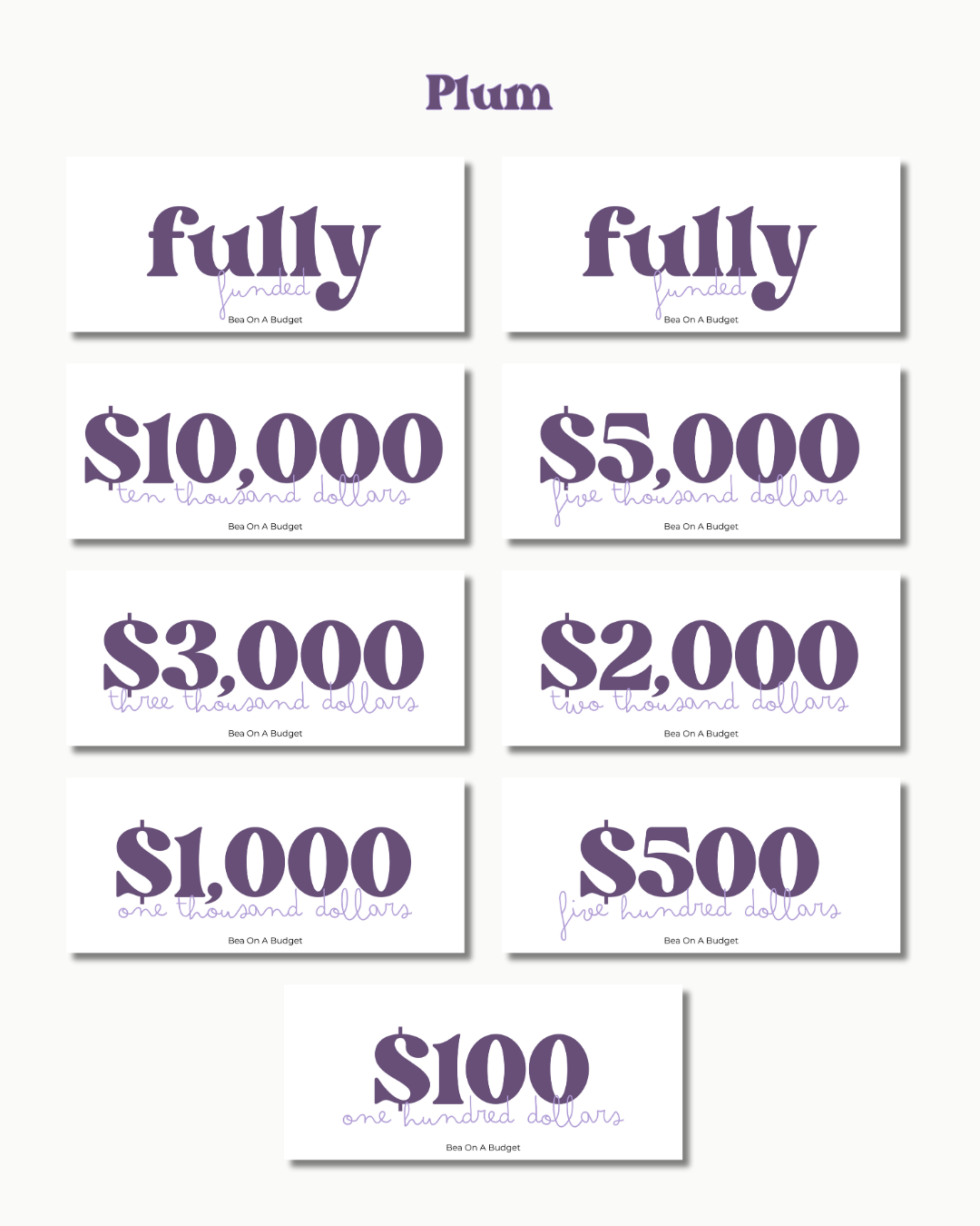 Money Placeholders – 9 pcs