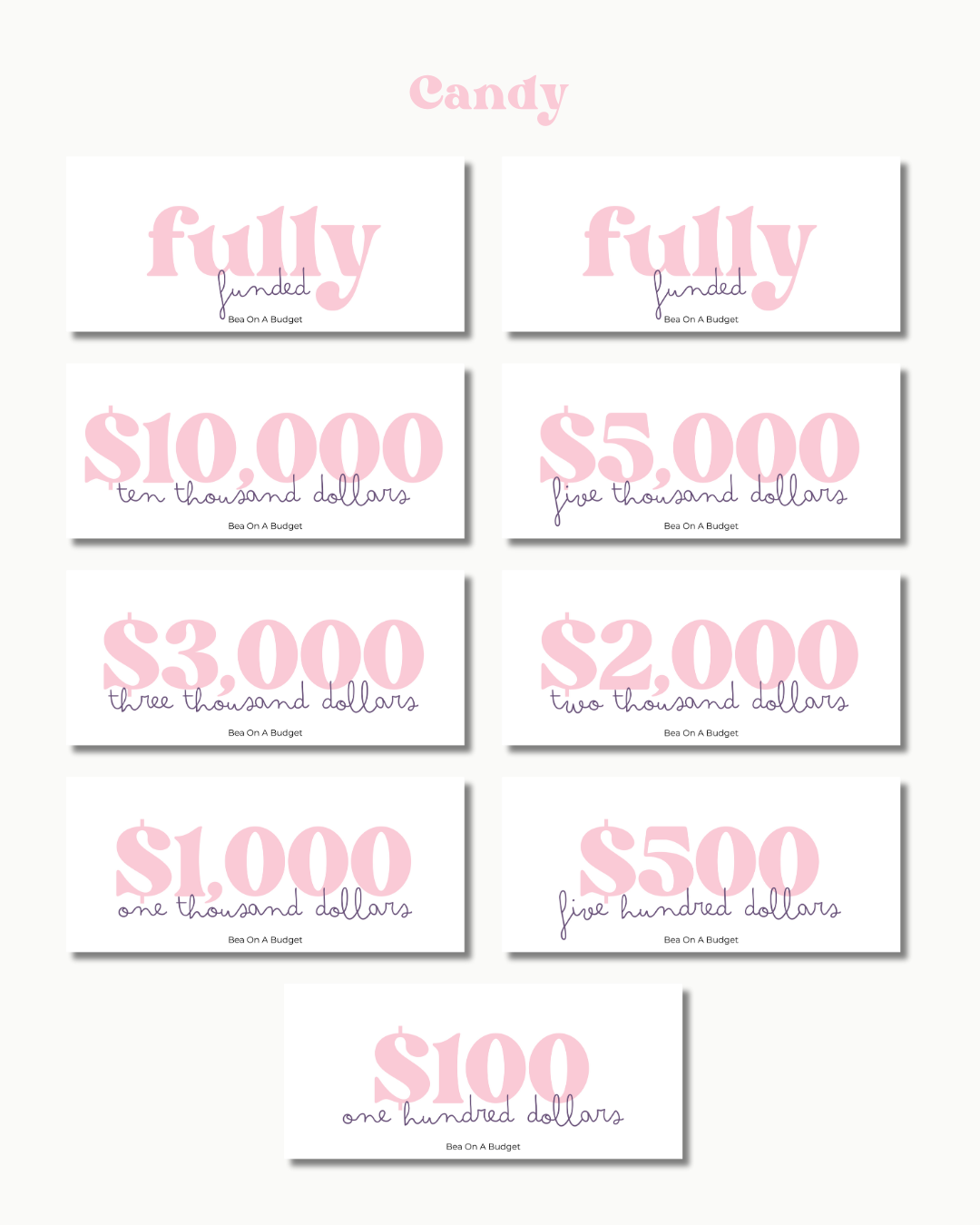 Money Placeholders – 9 pcs