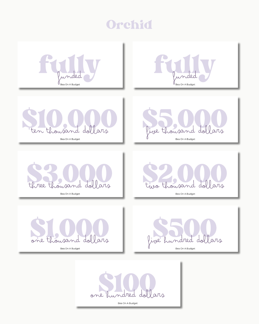 Money Placeholders – 9 pcs