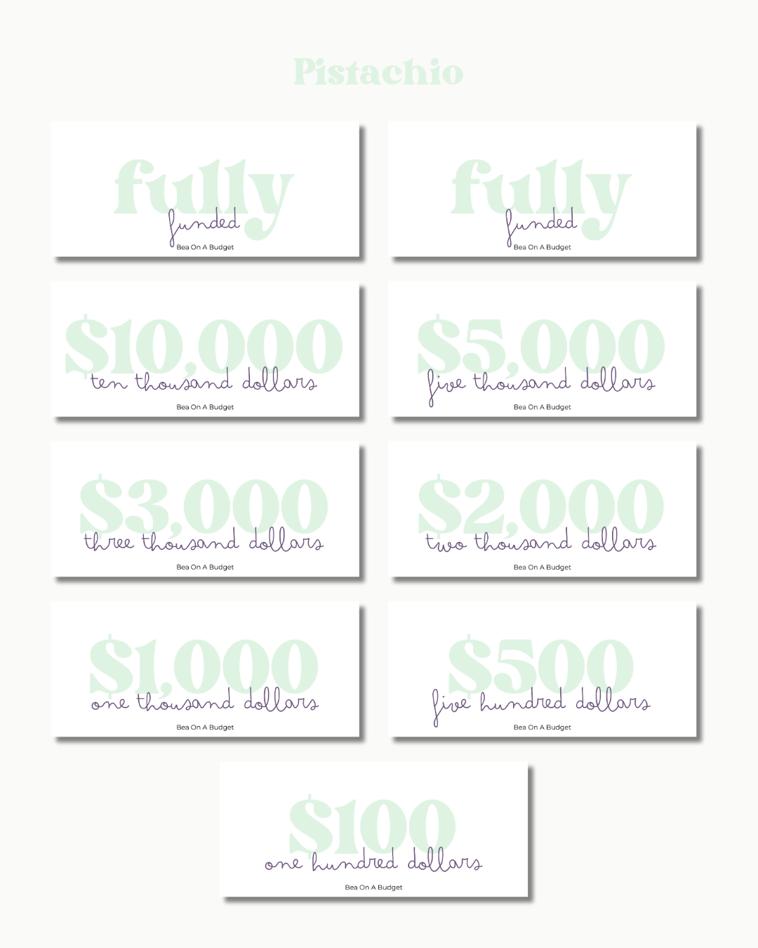 Money Placeholders – 9 pcs