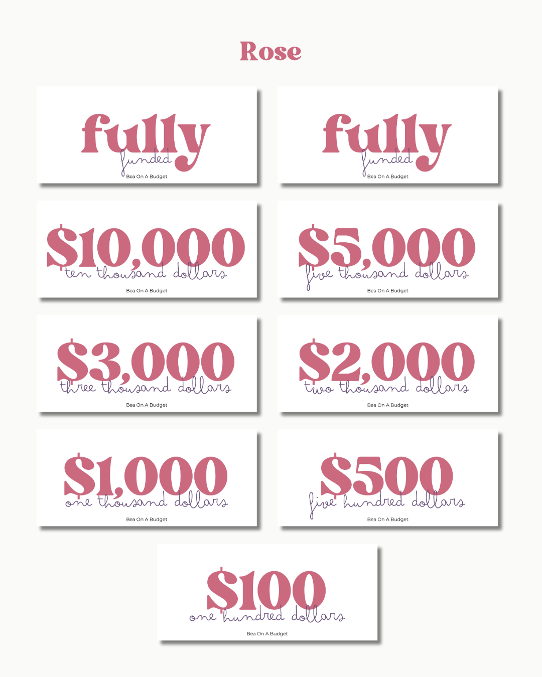 Money Placeholders – 9 pcs