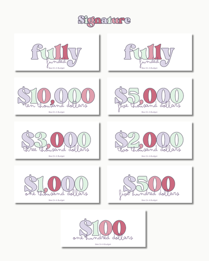 Money Placeholders – 9 pcs
